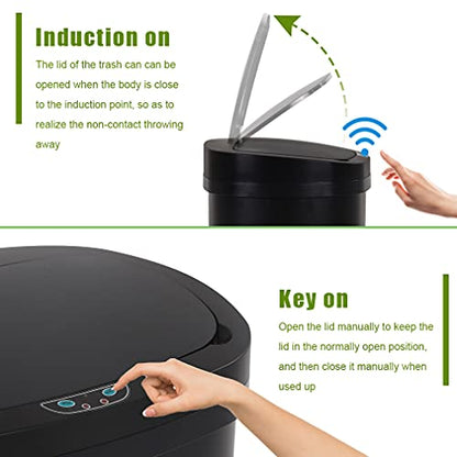 13 Gallon Stainless Steel Trash Can with Lid,Touch Free Automatic Kitchen Trash Can,Fingerprint-Resistant Soft Close Lid Garbage Can, 50L Large Capacity Garbage Can for Kitchen Home Office(Black) - color: Black