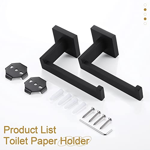 KOKOSIRI Black Toilet Paper Holders Bathroom Toilet Paper Roll Holder SUS304 Stainless Steel Contemporary Wall Mounted, 2 Pack, B2003BK-P2 - color: Matte Black, size: Without Shelf(2 Pack)