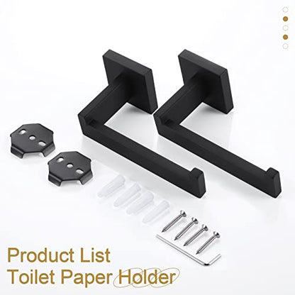 KOKOSIRI Black Toilet Paper Holders Bathroom Toilet Paper Roll Holder SUS304 Stainless Steel Contemporary Wall Mounted, 2 Pack, B2003BK-P2 - color: Matte Black, size: Without Shelf(2 Pack)