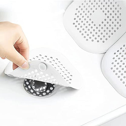 2 Pieces Shower Drain Hair Catcher Bathtub Stopper Home Drain Protectors Drain Cover with Sucker Water Trap Sink Cover for Bathroom Bathtub and Kitchen (White,White) - color: White,white