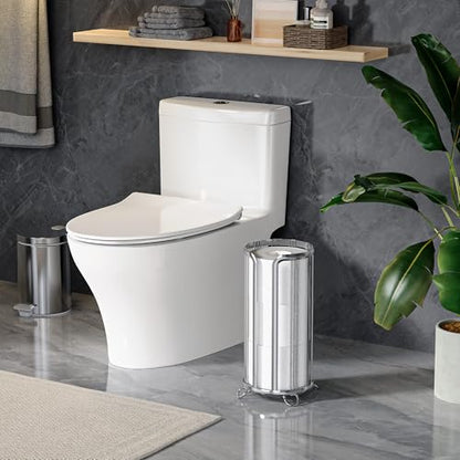 Epicano Toilet Paper Holder Stand Frees Standing,Silver | Minimalist Design, Raised Feet,Rustproof,Fit 3 Mega Rolls,No Drilling No Assemble,Space-saving Renter Friendly - color: Silver
