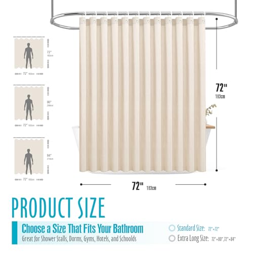 Ga-Geetopia Linen Textured Shower Curtain Set with Hooks, Boho Farmhouse Bath Shower Curtains for Beige Bathroom Neutral Cloth, Hotel Luxury, Weighted Hem, 72W x 72L, Cream - color: Linen | With Hooks, size: 72"W x 72"L (Pack of 1)