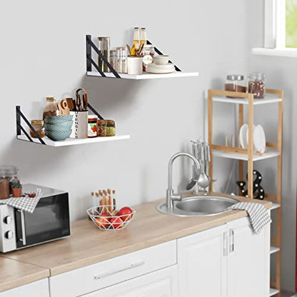 Tectocker-DOU 2 Pc Deep Floating Wall Shelves, Heavy Duty, 16x12, White | Easy Install, All Hardware Included. Holds 40 Lbs. Easy-Clean. For Living Room, Kitchen, Bathroom, Bedroom, Office. - color: White, size: 16W×12D