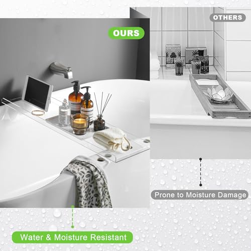 SHUNLI Acrylic Bathtub Tray Caddy, Clear Bath Tub Rack Shelf | Luxury Bathroom Organizer Tablet Holder for Soap Perfume Skincare, Bath Accessory, Easy to Clean - color: Transparent