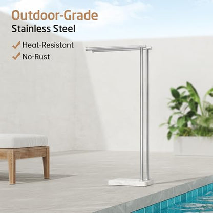 KES Standing Towel Rack, Marble Base, 36" H, L-Shape, Brushed Finish | Equal-height, Heavy 9 lbs Base, 304 Stainless Steel, Anti-Tip & Anti-Loosening, Fits Bath Sheets, No Drilling Required - size: 37 inch (2-tier, Equal Height)