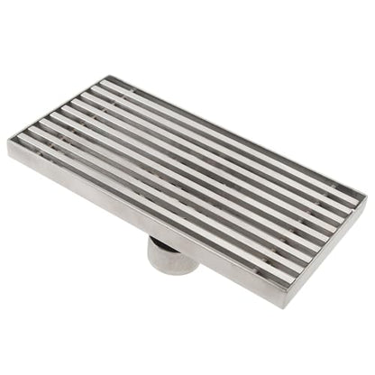 304 Stainless Steel Linear Shower Drain 8 Inch Long 20x10 cm Rectangular Floor Grate for 50 mm Pipe Middle Outlet (Middle Drain) - size: Middle Drain