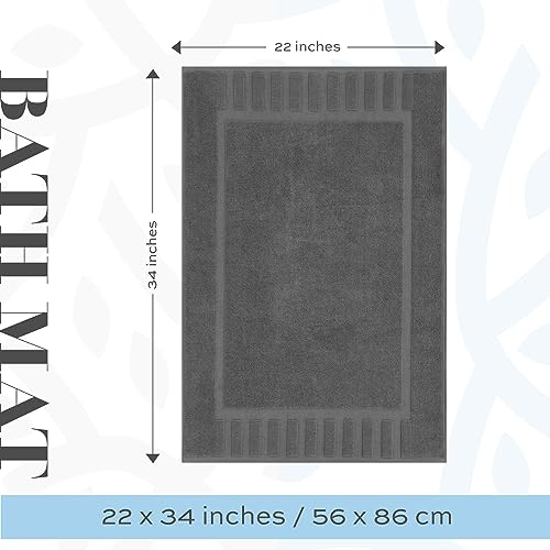 White Classic Luxury Bath Mat Floor Towel Set - Absorbent Cotton Hotel Spa Shower/Bathtub Mats [Not a Bathroom Rug] 22"x34" | 2 Pack | Gray/White - color: 05: Grey/White