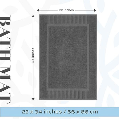 White Classic Luxury Bath Mat Floor Towel Set - Absorbent Cotton Hotel Spa Shower/Bathtub Mats [Not a Bathroom Rug] 22"x34" | 2 Pack | Gray/White - color: 05: Grey/White