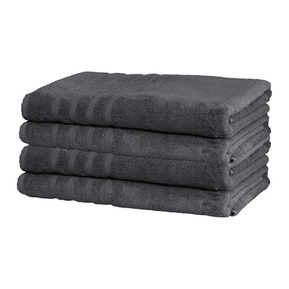 Turkish Bath Sheets, 4 Pack, 35 x 70 in, 700 GSM, Charcoal Gray | 4 oversized bath sheets, 35 x 70 in, 700 GSM, 50% viscose made from bamboo and 50% Aegean Turkish cotton, plush and absorbent - color: Charcoal, size: Bath Sheets, Set of 4