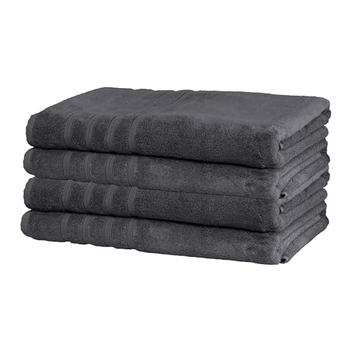 Turkish Bath Sheets, 4 Pack, 35 x 70 in, 700 GSM, Charcoal Gray | 4 oversized bath sheets, 35 x 70 in, 700 GSM, 50% viscose made from bamboo and 50% Aegean Turkish cotton, plush and absorbent - color: Charcoal, size: Bath Sheets, Set of 4