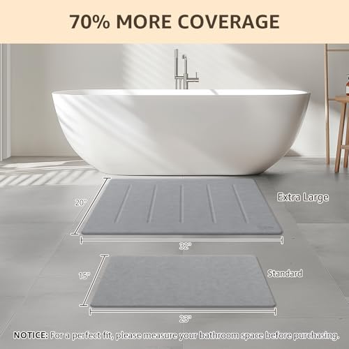 Yolife Stone Bath Mat Large, 32" x 20" Diatomaceous Earth Bath Mat for Bathroom, Super Absorbent Quick Drying Bathroom Stone Mat, Non-Slip Diatomite Shower Mat, Easy to Clean, Light Grey - color: Light Grey