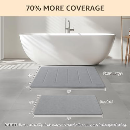 Yolife Stone Bath Mat Large, 32" x 20" Diatomaceous Earth Bath Mat for Bathroom, Super Absorbent Quick Drying Bathroom Stone Mat, Non-Slip Diatomite Shower Mat, Easy to Clean, Light Grey - color: Light Grey