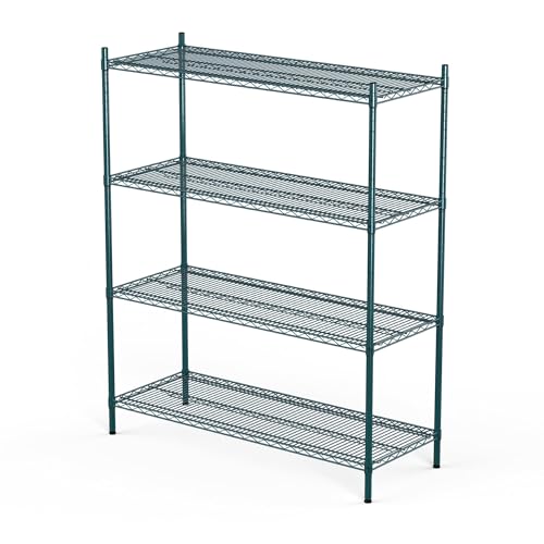 APLSS NSF 4-Tier Green-Epoxy Storage Shelves, 18"x60"x63", Moist&Dry Environments, Commercial Heavy Duty Steel Wire Shelving Unit, 800lbs Per Shelf, Walk-in Cooler&Freezer Kitchen - color: Green Epoxy, size: 18"x60"x63"