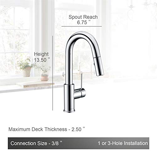 AS59CH Chrome Bar Faucet or Prep Kitchen Sink Faucet with Pull Down Sprayer and Single Handle - color: Chrome, style: Classic
