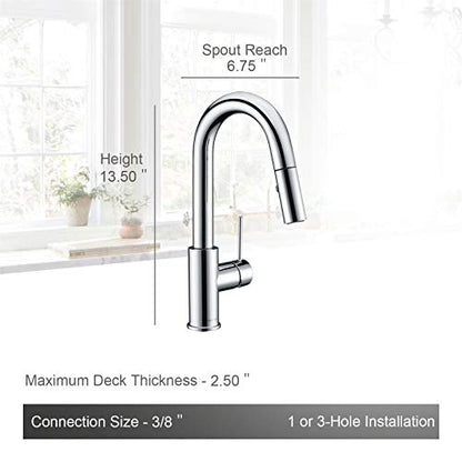 AS59CH Chrome Bar Faucet or Prep Kitchen Sink Faucet with Pull Down Sprayer and Single Handle - color: Chrome, style: Classic