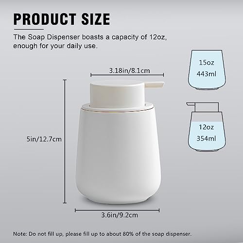 Agyiuns Soap Dispenser, Ceramic Foaming Soap Dispenser with Easy-to-Press Pump for Bathroom (White Foam Dispenser)