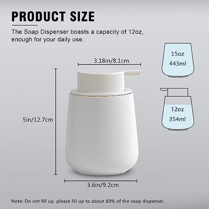 Agyiuns Soap Dispenser, Ceramic Foaming Soap Dispenser with Easy-to-Press Pump for Bathroom (White Foam Dispenser)