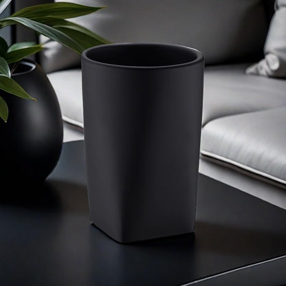 Resin Matte Black Bathroom Tumbler Cup Holder - Modern Design for Bathroom/Office, Holds Toothbrushes, Make-up Brushes