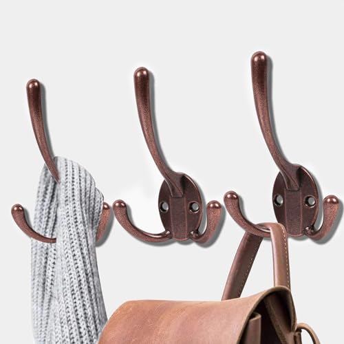 Wall Mounted Coat Hooks 5 Pack Heavy Duty Black Hardware Robe Hooks Decorative for Single Hanging Coats Towel Cubicle Classroom Kitchen Bath Backpack Hat Hook - color: 5PCS Bronze