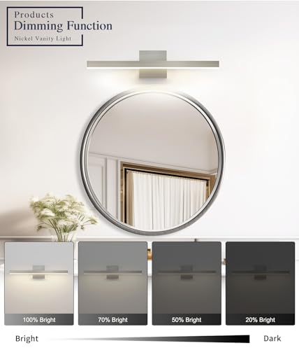 Joossnwell Bathroom Vanity Light, Brushed Nickel Bathroom Light Fixtures | ETL Certificated, 5CCT Dimmable, Modern LED Vanity Lighting Bar, Bathroom Lights Over Mirror 23.62 inch - color: Brushed Nickel, size: 23.62 Inch Long