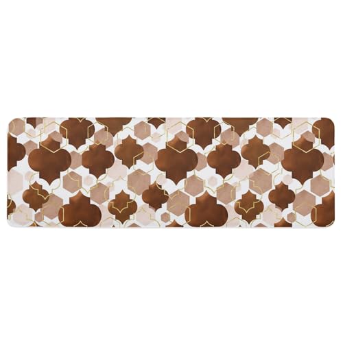 Libaoge Modern Geometric Kitchen Mat Rug 1 PCS Abstract Brown Ombre Runner Rug Anti-Fatigue Comfort Memory Foam Standing Mat Non-Slip Floor Door Mat for Bathroom Bedroom 16x47in - color: Dark Brown, size: 1'4" x 3'11" (Rectangular)