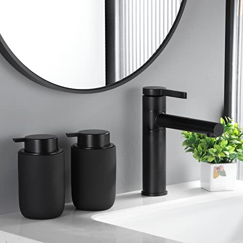 Black Foaming Hand Soap Dispenser - Bathroom Lotion Hand Pump Dispenser Matte Black Foam Soap Dispenser Ceramic Dish Liquid Dispenser for Hand Wash Dispenser (Rubber Paint) - color: Black(rubber Paint), size: Foam dispenser