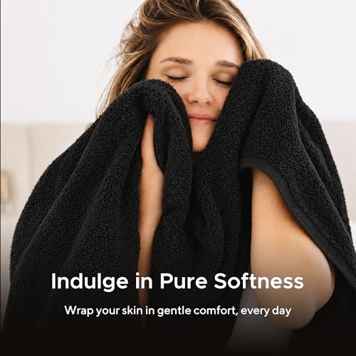 Veteran Textile LLC - 6 Pieces - Turkish Cotton - Luxury Towel Set for Bathroom & Kitchen, 2 Bath Towels, 2 Hand Towels & 2 WashCloths *Valued $79.99* (Black) - color: Black