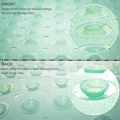TEESHLY Bathtub Mats for Shower Tub, Extra Long Non-Slip 39 x 16 Inch Bath Mat with Drain Holes and Suction Cups, BathMat for Bathroom with Machine Washable (Clear Green) - color: Clear Green