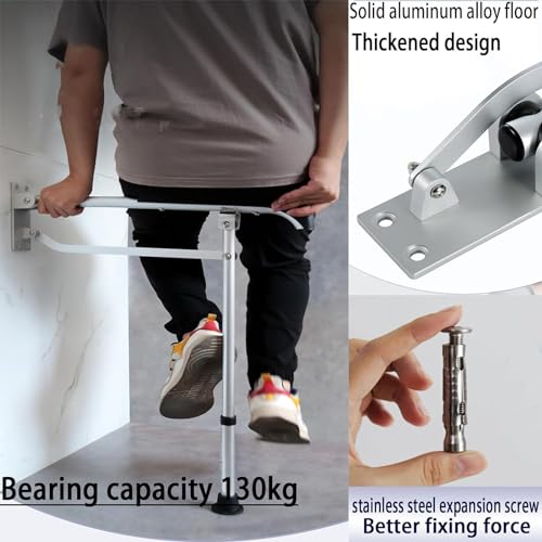 CEEBUS Toilet Grab Bar, Drop Down Bathroom Safety Support Height Adjustable, Foldable Aluminium Alloy Safety Handrail,Anti Slip Shower Assist Aid, for Elderly Pregnant Women Disabled, kk852