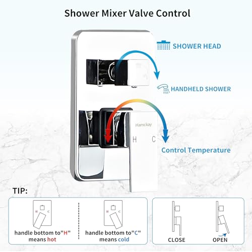 8 Inch Polished Chrome Shower Faucet Set with Rain Shower Head and Handheld Spray, Wall Mounted Rainfall Shower Head with Handheld Combo, Bathroom luxury Shower System with Valve and Trim - color: Polished Chrome, size: 8 IN