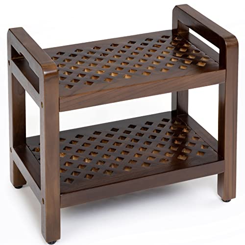 Shower Seat Bench with Storage Shelf for Seating, Support & Relaxation, Spa Bath Bench Stool Perfect for Indoor or Outdoor Use