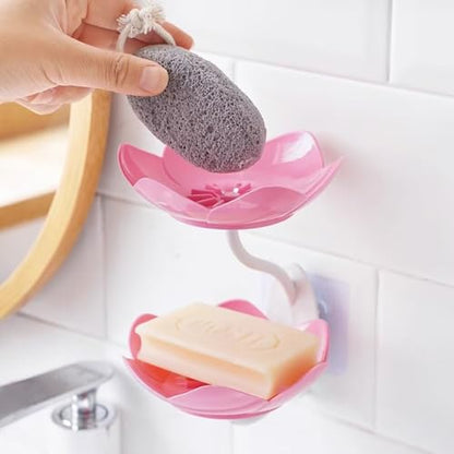 Soap Holder Shower,bar soap Holder,Adhesive Soap Dish for Bathroom Wall | Wall Mounted Self Draining,NO Drill Sponge Holder for Bathroom,Bathtub Kitchen Sink,Easy Cleaning,Keep Dry,2 tier,Pink+Green - color: D-pink+green.