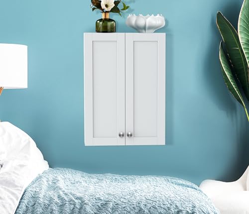 Bathroom Cabinet Wall Mounted Over Toilet Storage Cabinet 20x28 inch White Medicine Cabinets for Wall Mount Space Saver Bathroom Storage Cabinet with 2 Adjustable Shelves & 2 Doors