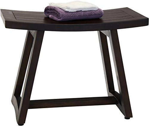 (Fully Assembled) AquaTeak Patented 24" Asia Buru Mocha Teak Shower Bench | Durable, Water-Resistant Teak, Shower Chair & Shaving Foot Rest, Indoor/Outdoor Use - size: B. Bench Fully Assembled