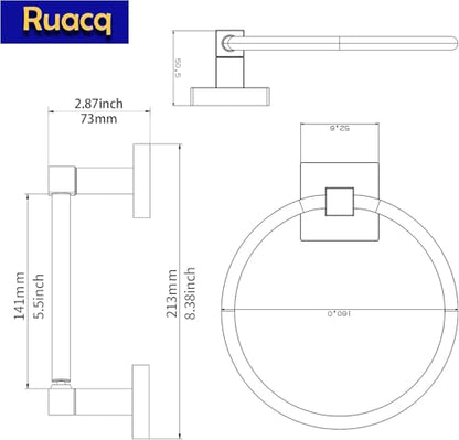 RUACQ Chrome Toilet Paper Holder & Towel Ring, Bathroom Accessories | 2-Piece Bathroom Hardware Set, Pivoting Tissue Roll Holder, Hand Towel Ring, Square Base, 304 Stainless Steel, Wall Mounted - color: Chrome, size: 2pcs