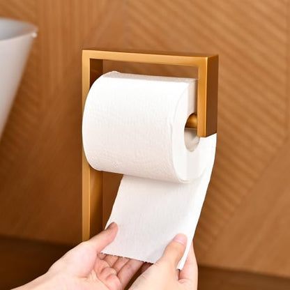 Free Standing Toilet Paper Holder with Reserve, Gold Bathroom Stainless Steel Tissue Paper Roll Dispenser Stand with Storage - color: Gold