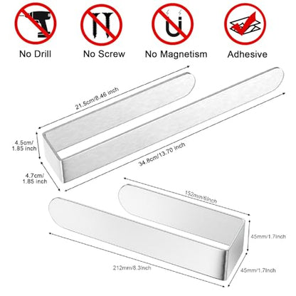 HUFEEOH Adhesive Hand Towel Holder, 8 Inch Sticky Towel Bar and 14 Inch Towel Holder Wall Mounted, Stainless Steel Kitchen Towel Holder Hand Towel Rack for Bahtroom Hotel RV Kitchen (Silver-8"&14”) - color: Silver, size: 2PC (8 Inch + 14 Inch)