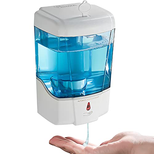 Soap Dispenser Wall Mount, Automatic Hand Sanitizer Dispenser 600ml Gel n Liquid Touchless Commercial Wall Soap Dispenser for Bathroom,White-600ml - color: White-600ml