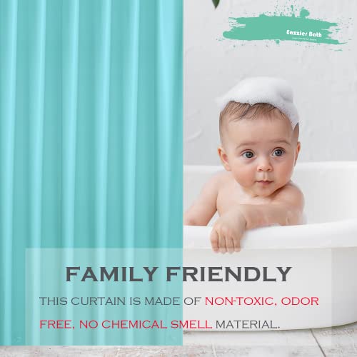 Aqua Blue Plastic Shower Curtain Or Liner, 72x72 Inch Lightweight Teal Blue Plastic Bathroom Shower Showroom Inner Curtain with Rustproof Metal Grommet Holes and Weighted Magnets - color: D05-aqua, size: 72"W x 72"L (Pack of 1)