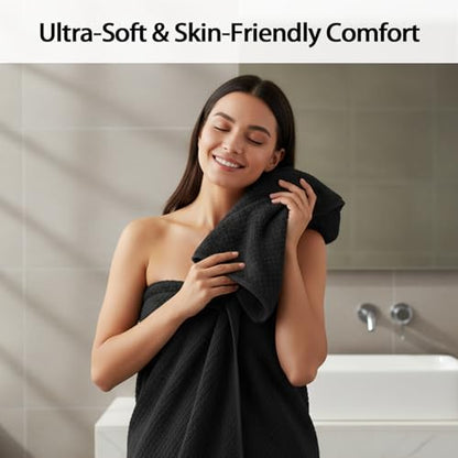 8 Piece Bath Towel Set,Extra Large Bath Sheets 35"x70"-Black | Super Soft Microfiber, Lint Free & Quick Dry Towels for Bathroom,Gym,Hotel–2 Bath,2 Hair,2 Hand,2 Washcloths - color: Black, size: 8Piece Towel Set
