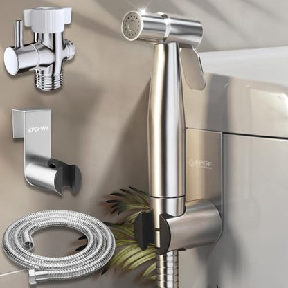 Handheld Jet Sprayer Bidet Sprayer for Toilet Cloth Cleaning | Brushed Nickel, Adjustable Water Pressure, 304 stainless steel, Leak-free, Easy Installation, for Feminine Wash, Baby Cloth
