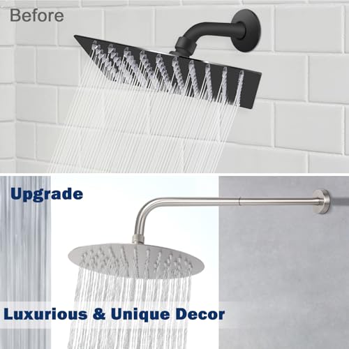 NearMoon Shower Arm, Extra Extension Arm with Flange, Stainless Steel Wall-Mounted Showerhead Extender Pipe (20 Inch, Brushed Nickel) - color: Brushed Nickel, style: 20 Inch