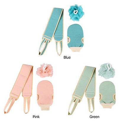 Exfoliating Towel for Body 3pcs/Set Body Cleaning Washcloth Soft Brush Home Hotel Bathroom Shower Ball Back Scrubber Set Exfoliating Skin Towel Bath Gloves Exfoliating Washcloths (Color : B) - color: B