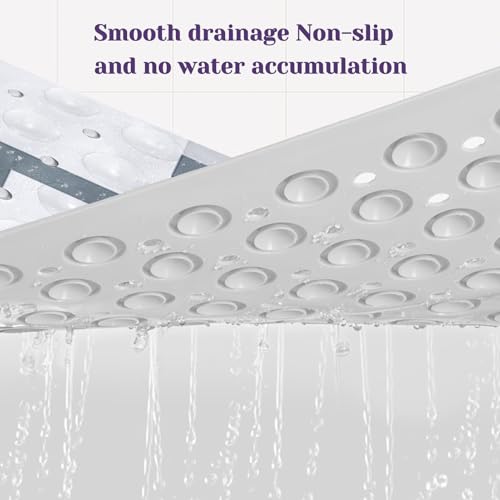 Purple Black Bath Tub Mat Non Slip, Modern Geometric Large Washable Shower Mats with Drain Holes and Suction Cups,40 X 16 Inch - color: Purple Black