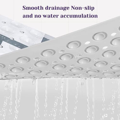 Purple Black Bath Tub Mat Non Slip, Modern Geometric Large Washable Shower Mats with Drain Holes and Suction Cups,40 X 16 Inch - color: Purple Black