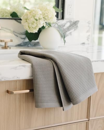 Cozy Earth Waffle Hand Towels, Mini Textured Waffle Weave Pattern | 60% Cotton 40% Viscose from Bamboo Hand Towels 20 x 30 Inches, Soft and Absorbent Terry, 2 Pack Charcoal - color: Charcoal, size: Hand Towel
