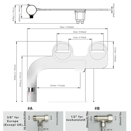 Toilet Seat Attachment Double Nozzle Bidet Adjustable Water Flows None Electric Bidet Toilet Attachment Easy Installation Cold Water Sprayer Bidets for Toilets - color: European model