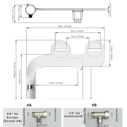 Toilet Seat Attachment Double Nozzle Bidet Adjustable Water Flows None Electric Bidet Toilet Attachment Easy Installation Cold Water Sprayer Bidets for Toilets - color: European model