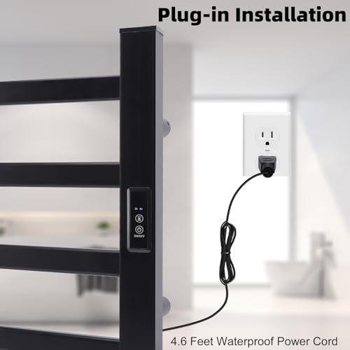 Towel Warmer Heated Towel Bar-Rack - Nopwer Bathroom Wall Mounted Electric Towel Drying Plug-in Matte Black 4 Bars - color: 4 Bars