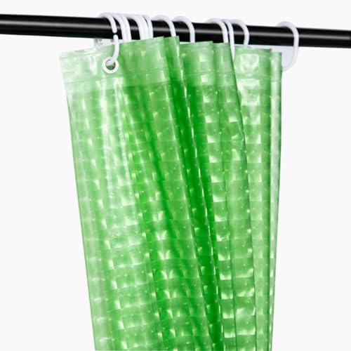 Green Shower Curtain Liner, 100% Waterproof EVA 3D Shower Curtains with 3 Duty Heavy Bottom Magnets and 12 Rust Proof Grommets, 72x72 Weighted Shower Liner for Shower Stall, Bathtubs - color: Green Square